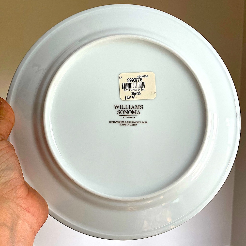 NWT-Botanical Pumpkin Salad Plates by Williams Sonoma, set of 4 - Picture 3 of 4